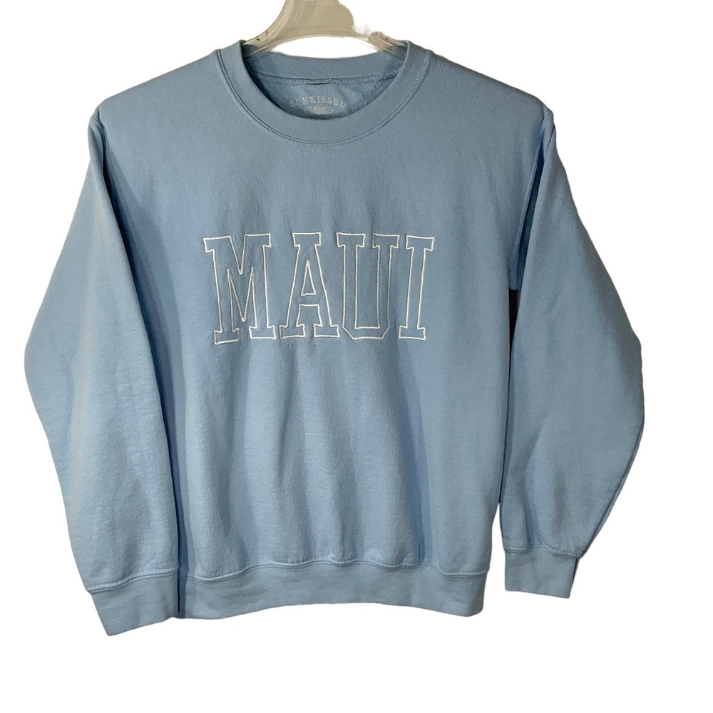 Sunkissed Coconut Sweatshirt Maui Hawaii Light Blue Longsleeve Crew Neck Size S